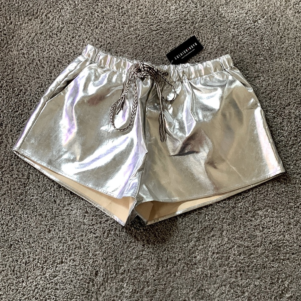 Silver Shinning Metallic Shorts